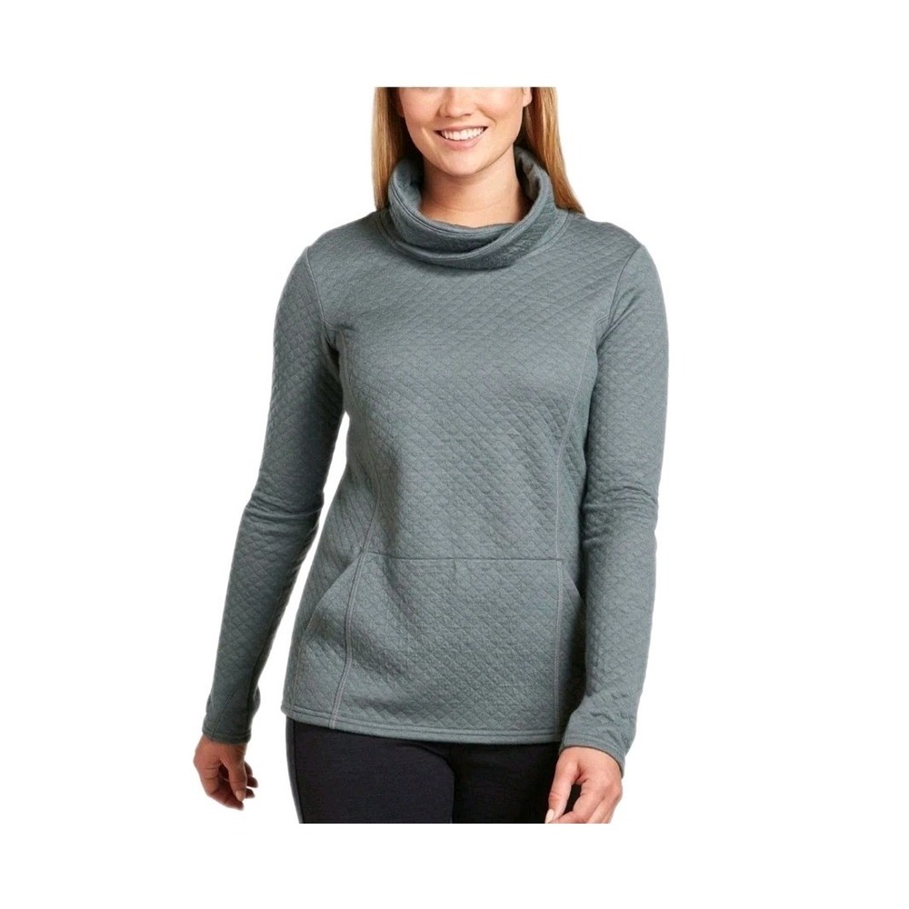 Kuhl Athena Quilted Cowl Neck Sweatshirt Size Small Wool‎ Blend Blue Gray